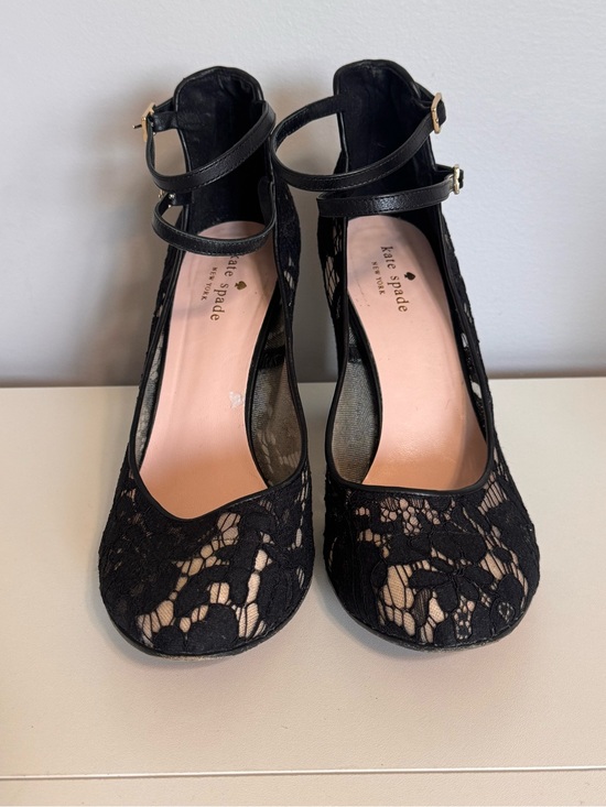 kate spade Shoes - Kate Spade New York Black Lace Ankle Strap Block Heel Pumps 10.5M
